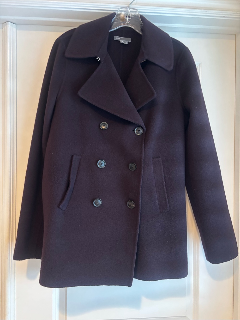 Vince Double-Breasted Peacoat in Deep Plum- Like New